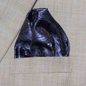 Gascoigne Pocket Square Navy Blue Black Paisley Men's